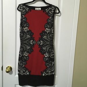 Joseph Ribkoff. Lack and red dress